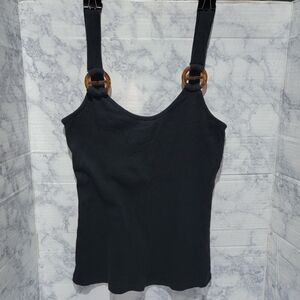 Ambiance Tank Top Women's Size Large Black T-Strap Shirt